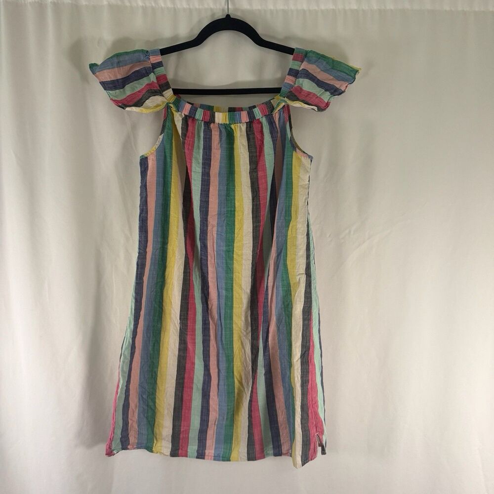 J Crew Mini Dress Women's 6 Multicolor Striped Sleeveless Ruffle Shift